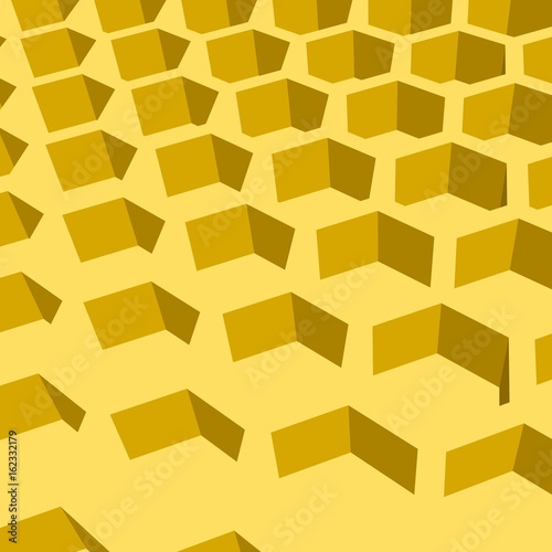 Perspective view on honeycomb. Hexagon pattern background. Isometric geometry