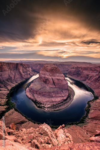 Sunset at Horseshoe Bend - Grand Canyon with Colorado River - Located in Page, Arizona - United States