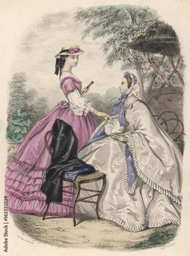 Fashions in Garden - 1864. Date: 1864