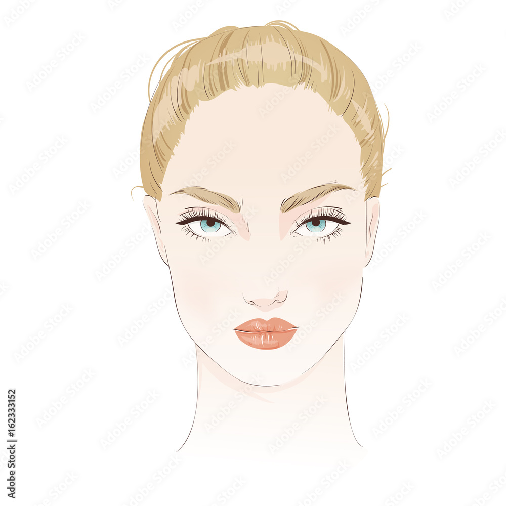 Beautiful woman face. Hand drawn vector illustration Beautiful woman face. Hand drawn vector illustration