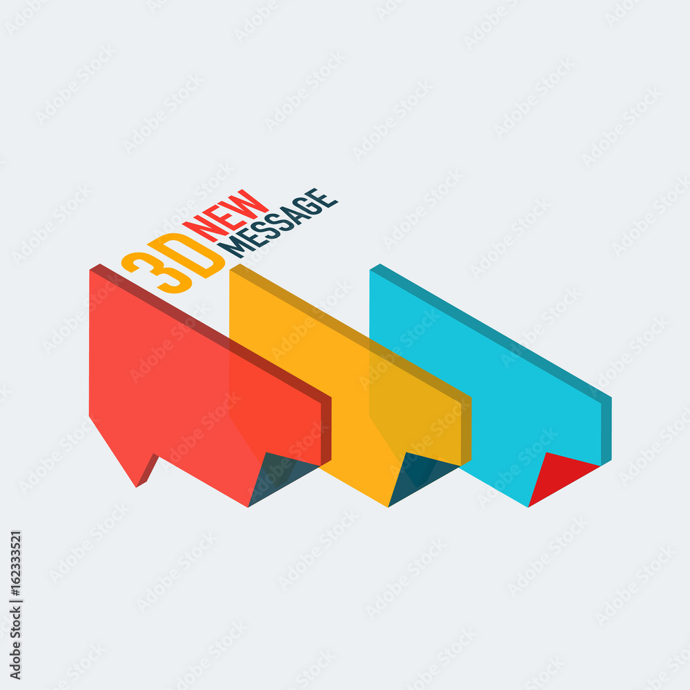 Flat new message concept, modern 3d isometric design Flat new message concept, modern 3d isometric design