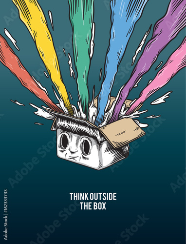 Think Outside The Box Ceative Motivation Concept