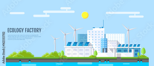 Flat style modern design of ecology factory landscape