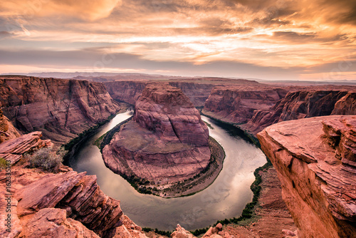 Sunset at Horseshoe Bend - Grand Canyon with Colorado River - Located in Page, Arizona - United States