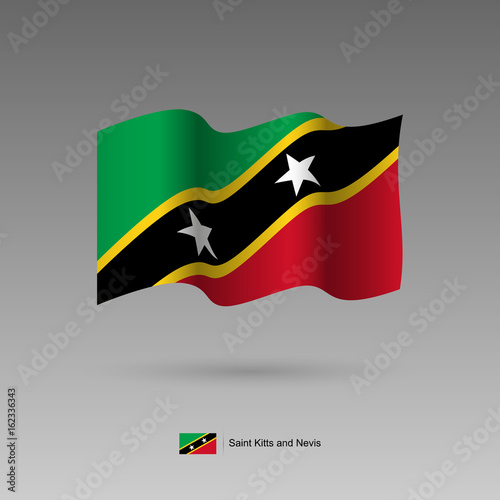 Saint Kitts and Nevis flag. Official colors and proportion correctly. High detailed vector illustration. 3d and isometry. EPS10