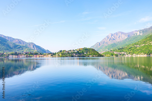 Bellagio green peninsula scenery view from Lecco - Como Lake Italian Landcspe