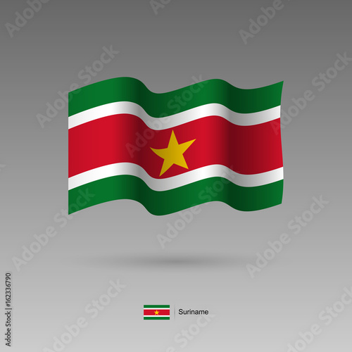 Suriname flag. Official colors and proportion correctly. High detailed vector illustration. 3d and isometry. EPS10
