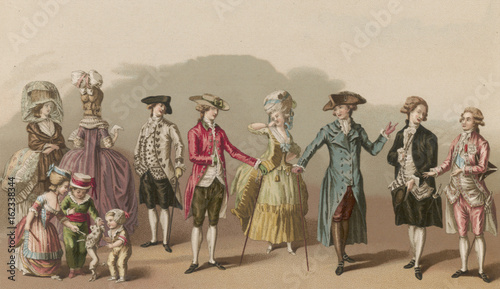 Valokuva Men and Women circa 1780. Date: circa 1780