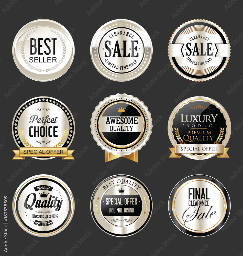 premium and luxury silver and black retro badges premium and luxury silver and black retro badges