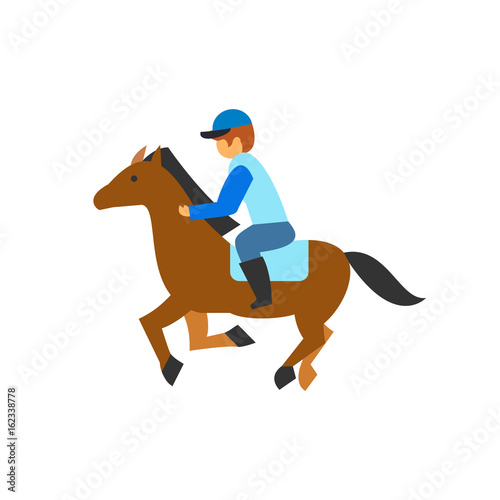 Jockey riding horse at hippodrome icon