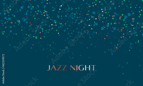 Concept sky night stars pattern. Vector illustration for surface design, header, invitation, card, poster. Color dots random motif.