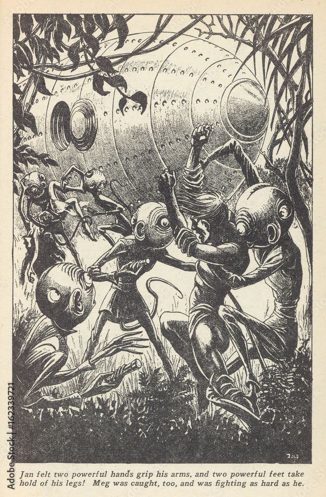 Alien abduction scene. Date 1935 Stock Photo Adobe Stock