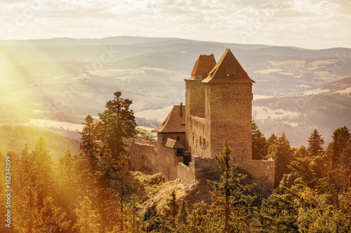 Kasperk castle near little town of Kasperske Hory, Bohemian Forest, South Sumava , Czech republic photo