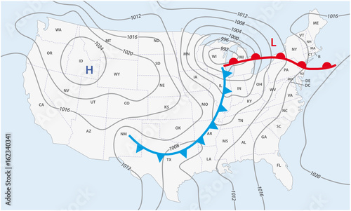 Imaginary weather map of the United States of America