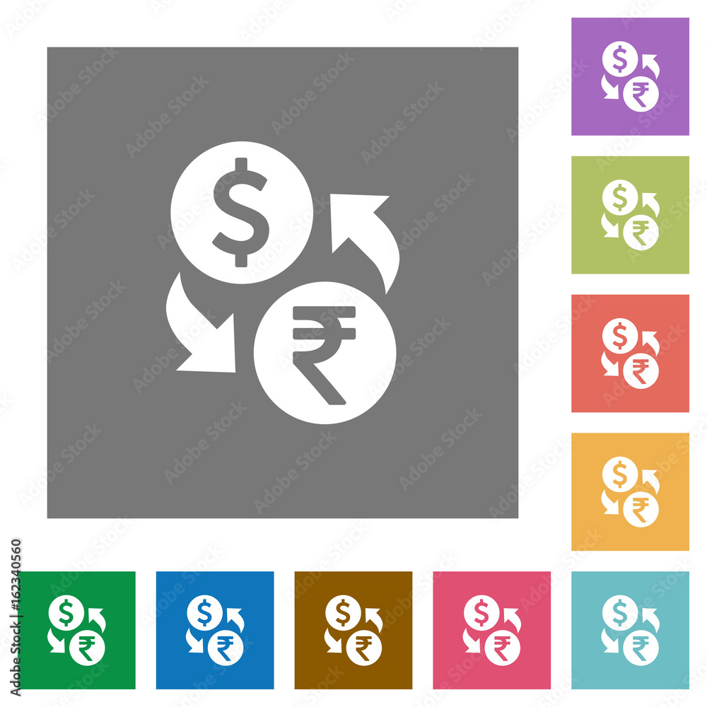 Dollar Rupee money exchange square flat icons Dollar Rupee money exchange square flat icons