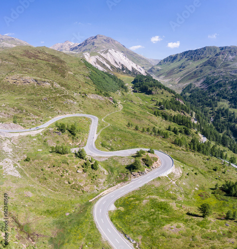 Mountain road - Bernina pass in Swiss Alps