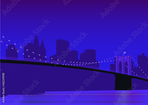 Панорама Бруклинского моста через Ист-Ривер в Нью-Йорке.