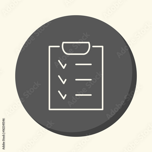 Attached leaflet with information, vector round icon with the illusion of volume, simple color change.