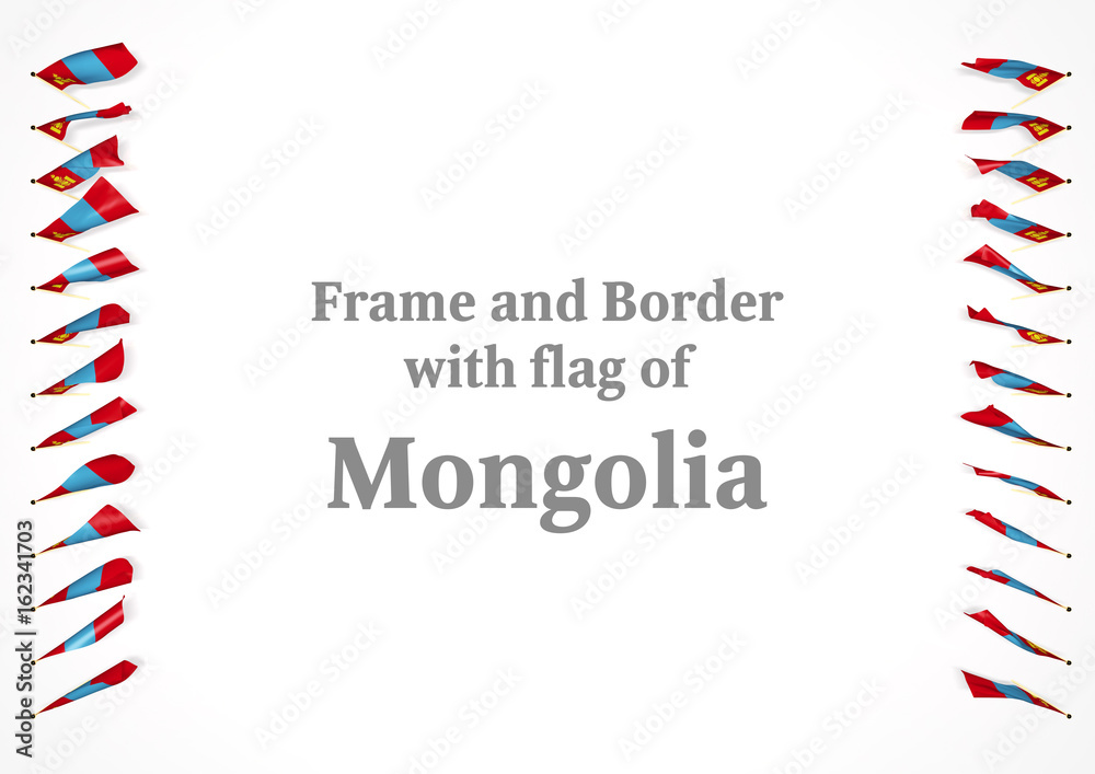 Obraz premium Frame and border with flag of Mongolia. 3d illustration