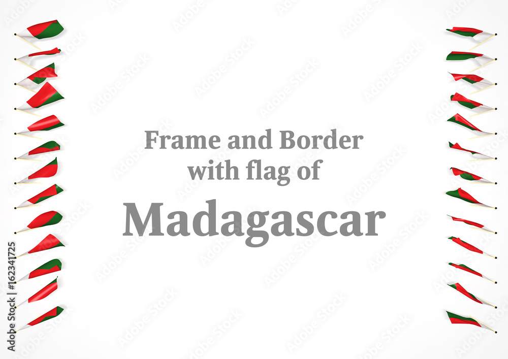 Frame and border with flag of Madagascar. 3d illustration