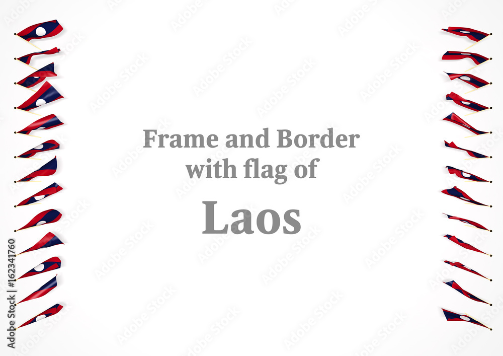 Fototapeta premium Frame and border with flag of Laos. 3d illustration