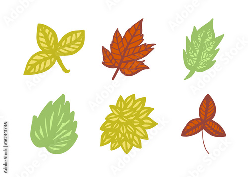 Vector icon of autumn leaves against white background