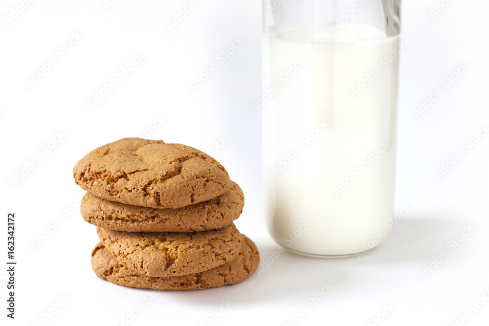 Some homemade cookies and bottle fresh milk Some homemade cookies and bottle fresh milk