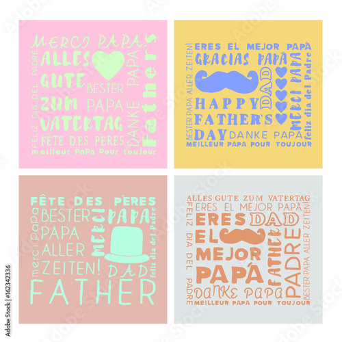 Vector set of greeting card of fathers day on white background