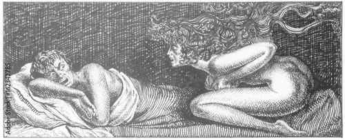 Succubus attacking a sleeping man. Date: Not known photo