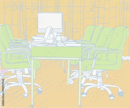 Illustration of empty conference room in office