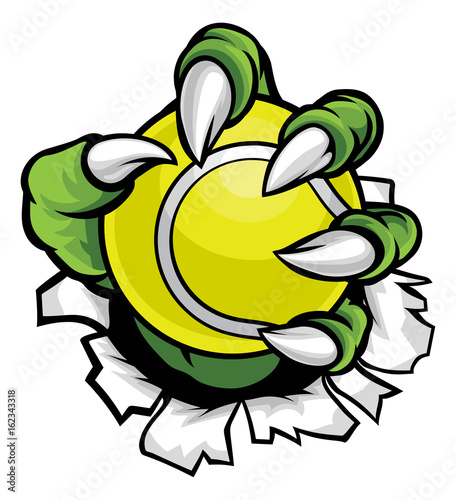 Monster or animal claw holding Tennis Ball