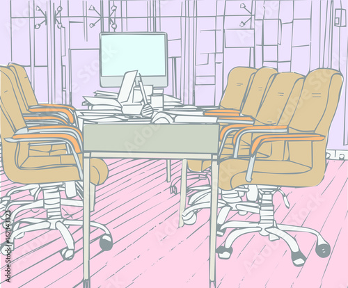 Illustration of empty conference room in office