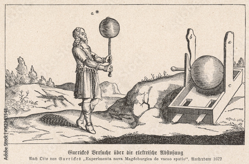 Otto von Guericke Demonstrating his Experiment. Date: 1663
