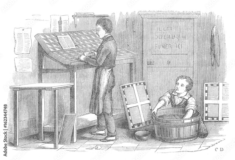 Child labour in a printing shop. Date: 1841