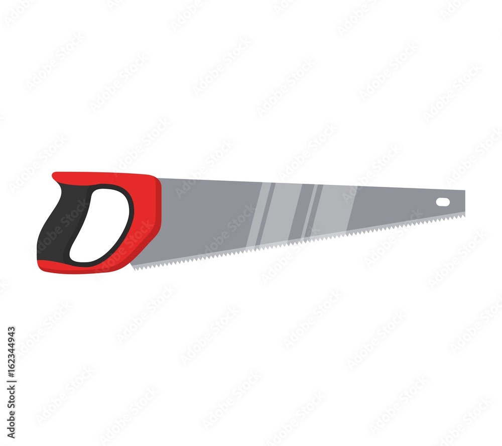 Hand saw isolated on white background. Tools carpenter, repairmen. Vector illustration Hand saw isolated on white background. Tools carpenter, repairmen. Vector illustration