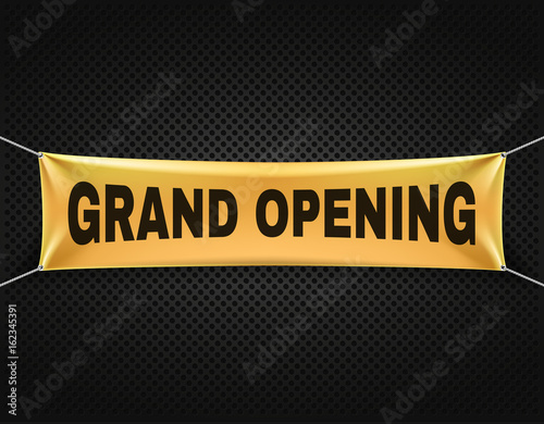 Grand opening banner vector text background