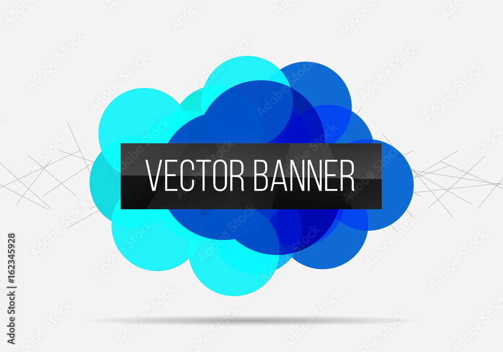 Abstract rectangular with lines and circles geometric vector banner in black and blue colors. Illustration Abstract rectangular with lines and circles geometric vector banner in black and blue colors. Illustration