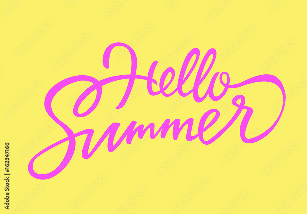 Hello Summer - vector drawn brush lettering