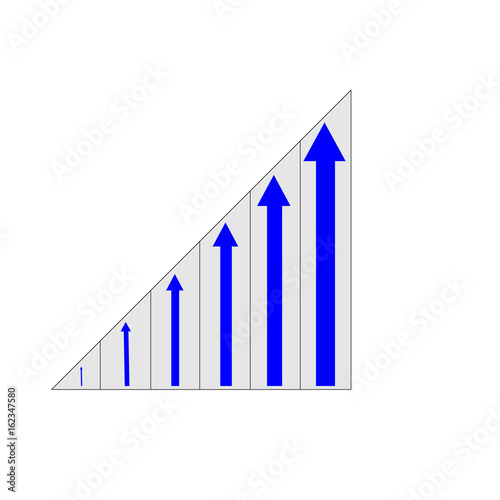 Graph showing blue arrows rising