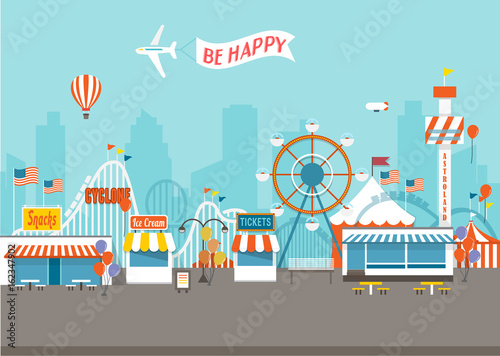 Vector Concept of Happy Fair day with isolated objects