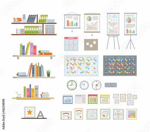 Office Essentials - modern vector flat icons set