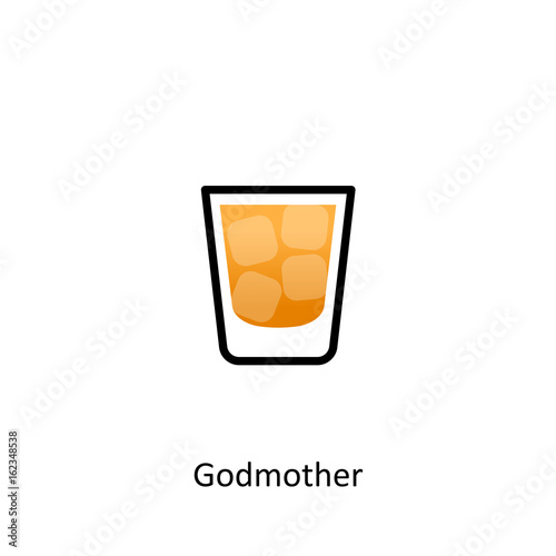 Godmother cocktail icon in flat style