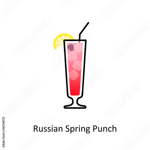 Russian Spring Punch cocktail icon in flat style