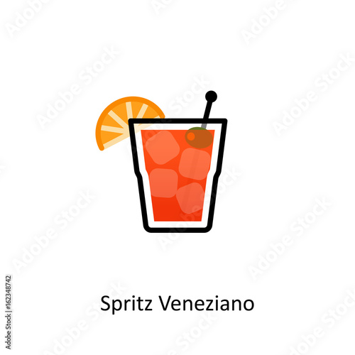 Spritz Veneziano cocktail icon in flat style