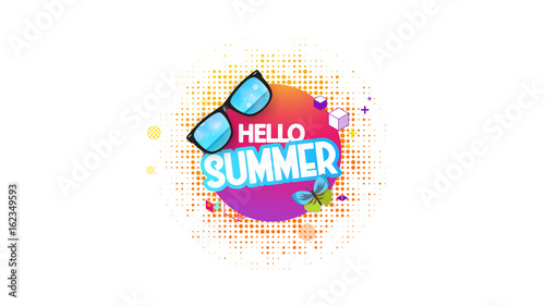 Abstract Summer Decorative Greeting Background Vector Illustration on White.