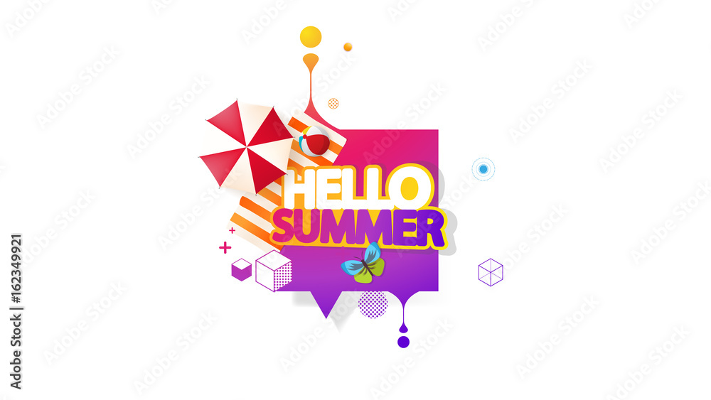 Abstract Summer Decorative Greeting Background Vector Illustration on White. Abstract Summer Decorative Greeting Background Vector Illustration on White.