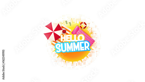 Abstract Summer Decorative Greeting Background Vector Illustration on White.