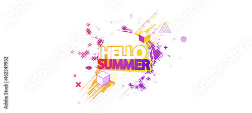 Abstract Summer Decorative Greeting Background Vector Illustration on White.
