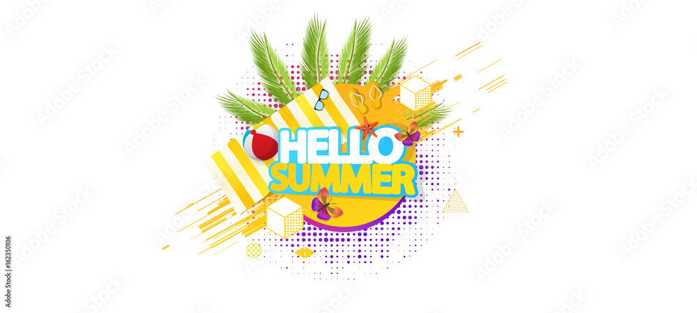 Abstract Summer Decorative Greeting Background Vector Illustration on White. Abstract Summer Decorative Greeting Background Vector Illustration on White.