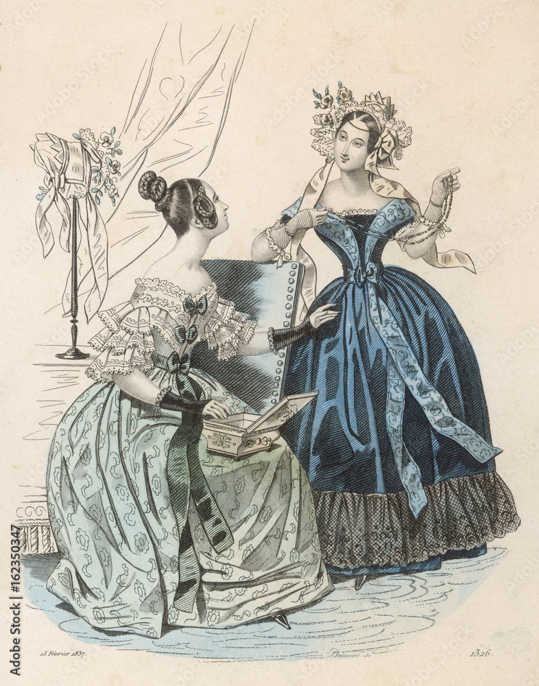 Obraz premium Blue Gowns 1837. Date: 1837